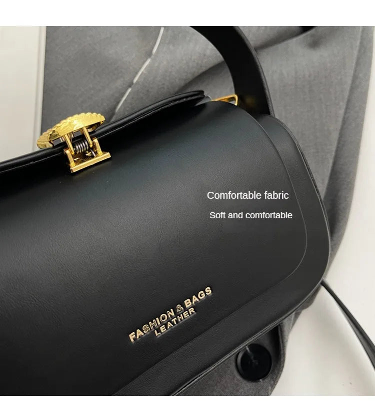 VaultHaus Women's Classic Versatile Retro Square Bag in black with stylish gold clasp and comfortable fabric