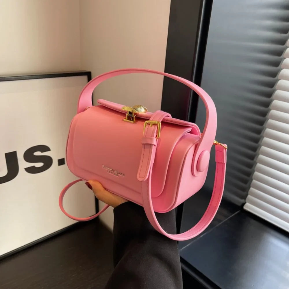 Women's Classic Versatile Retro Square Bag in Pink with a stylish design and adjustable strap
