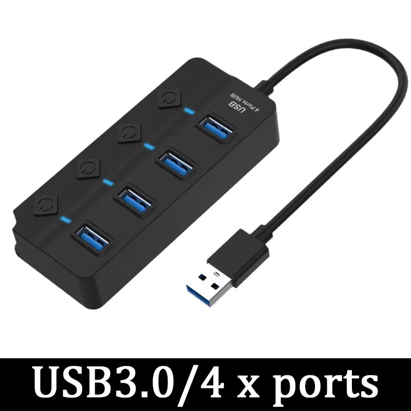 USB 3.0 Power Adapter 4/7 Port Multi USB Splitter Hub USB Hub 2.0 USB Multiple Expander Switch 30CM Cable Hub Docking Stations