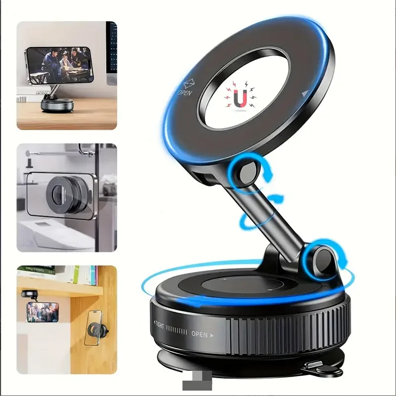 VaultHaus 360 degree magnetic car phone holder with adjustable swivel and strong magnetic grip for secure phone mounting