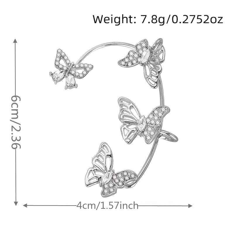 Women'S Elegant Butterfly Ear Cuffs - No-Piercing Ear Hooks, Synthetic Gemstone Accents, Everyday & Formal Jewelry for Parties, Weddings, Everyday Outfits - Non-Piercing Ear Clips for Sensitive Light Beige, Party Accessories,