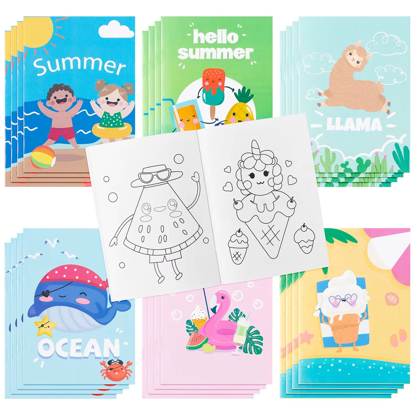 24Pcs Coloring Books Colouring Pages Bulk Ocean Colorful Drawing DIY Art Doodle Painting Learning Color Booklet Arts Beginners