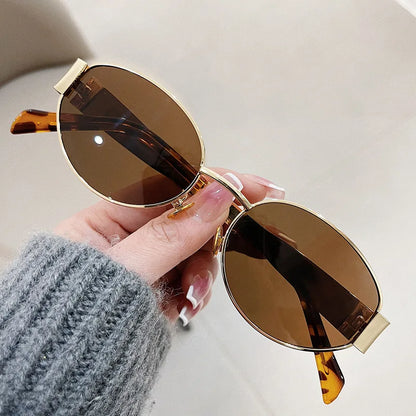 Fashion Oval Sunglasses Women Retro Trend Outdoor Metal Sun Glasses High Quality Classic Men Luxury Brand Eyewear UV400