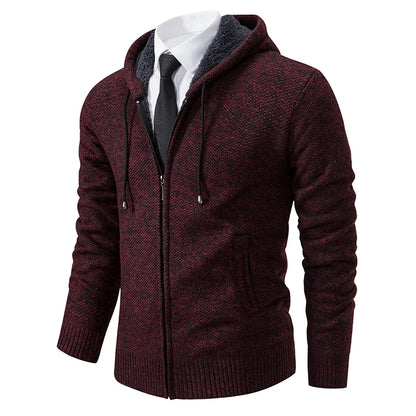 Autumn And Winter New Jersey Men's Casual Sports Coat Solid Colour Stand Collar Sweater Grab Fleece Warm Zipper Cardigan