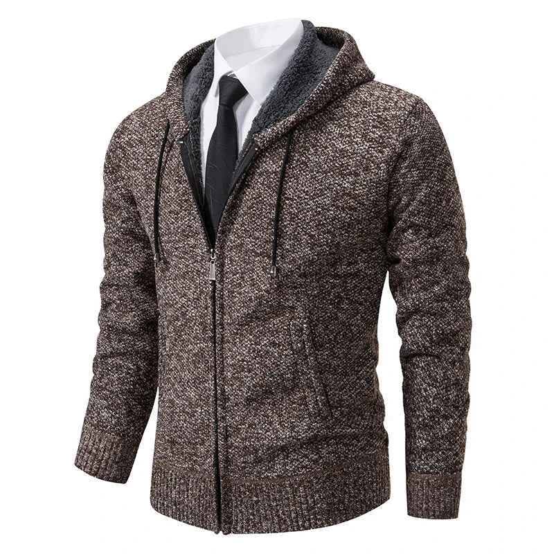 Solid Color Men's Fleece Sweater - Stylish Comfort