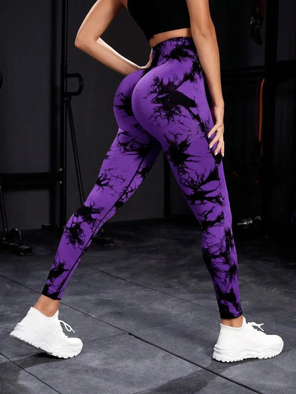 Neu Tie Dye Yoga Hosen Sport Leggings Frauen Nahtlose Hohe Taille Push-Up Frau Strumpfhosen Fitness Workout Leggins