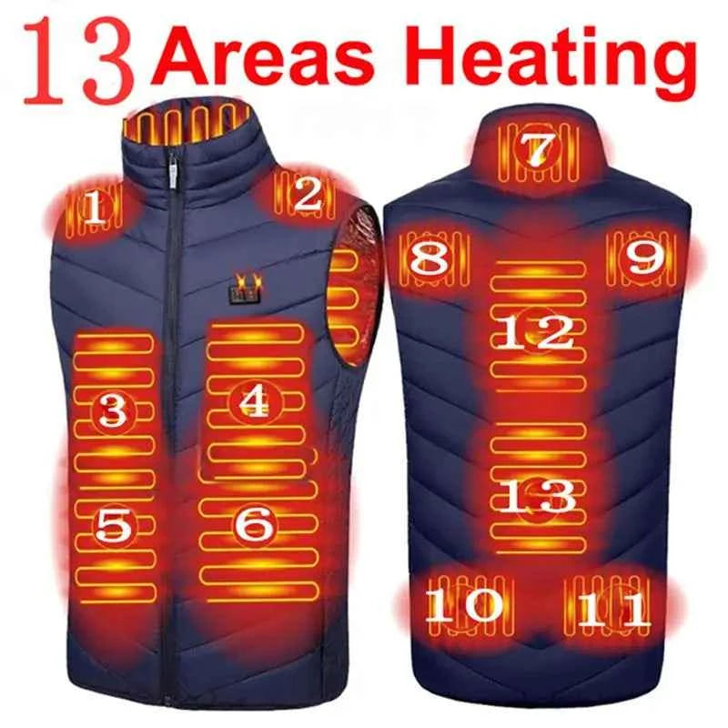 17-Area USB Infrared Heated Vest - Winter Electric Jacket