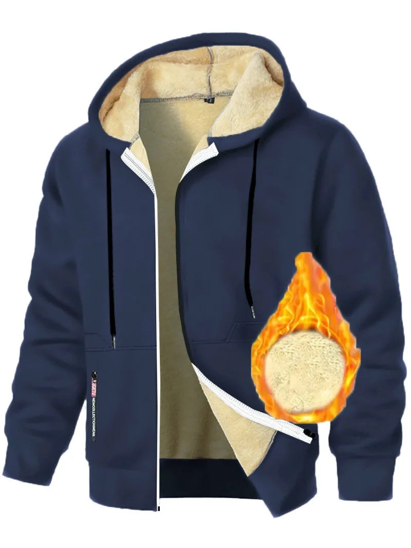 Men's Sherpa Lined Fleece Hoodie - Thick, Heavyweight Zipper Jacket