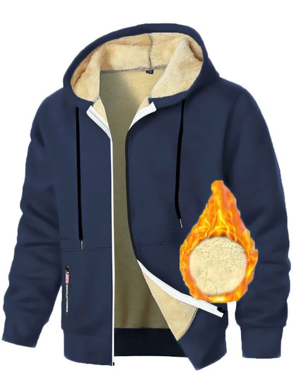 Men's Sherpa Lined Fleece Hoodie - Thick, Heavyweight Zipper Jacket