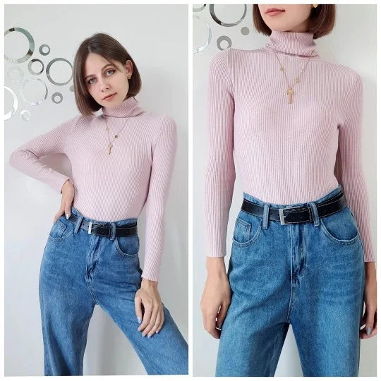 Women's Winter Fall Turtleneck Sweater Knitted Soft Pullovers Cashmere Jumpers Basic Soft Sweaters For Women 2024 Autumn Winter