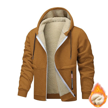 Men's Sherpa Lined Fleece Hoodie - Thick, Heavyweight Zipper Jacket
