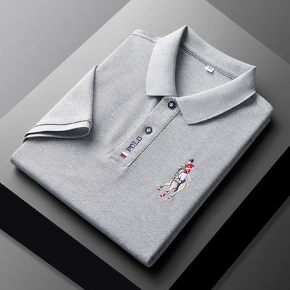 Men's Embroidered Casual Fashion Short Sleeved POLO Shirt Summer Comfortable Top - VaultHaus