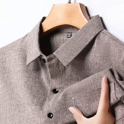 New Men's Business Casual Long Sleeved Printed Shirt with Wrinkle Resistance No Ironing Comfortable All Season Versatile Top - VaultHaus