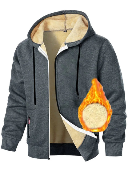 Men's Sherpa Lined Fleece Hoodie - Thick, Heavyweight Zipper Jacket