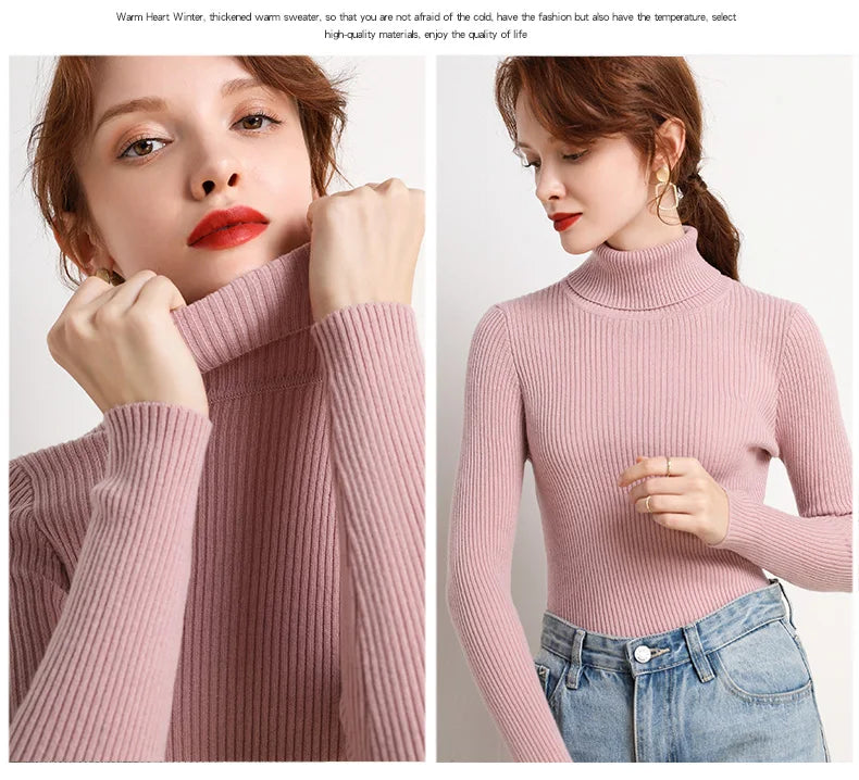 Women's Winter Fall Turtleneck Sweater Knitted Soft Pullovers Cashmere Jumpers Basic Soft Sweaters For Women 2024 Autumn Winter