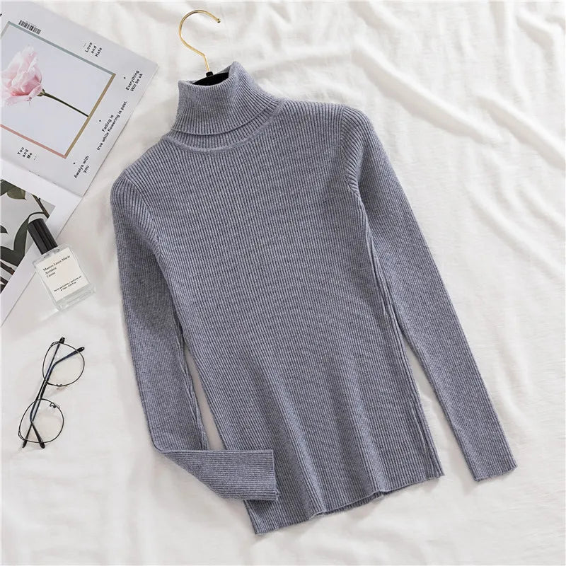 Women's Winter Fall Turtleneck Sweater Knitted Soft Pullovers Cashmere Jumpers Basic Soft Sweaters For Women 2024 Autumn Winter