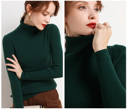 Women's Winter Fall Turtleneck Sweater Knitted Soft Pullovers Cashmere Jumpers Basic Soft Sweaters For Women 2024 Autumn Winter