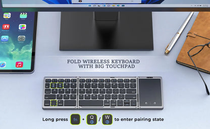 Foldable Wireless Bluetooth Keyboard Rechargeable Folding Portable Keyboards for PC Mac Smartphone Windows iOS Android