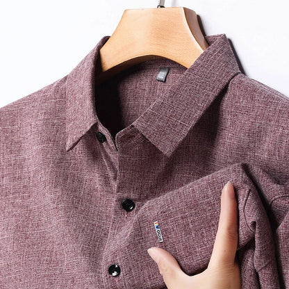 New Men's Business Casual Long Sleeved Printed Shirt with Wrinkle Resistance No Ironing Comfortable All Season Versatile Top - VaultHaus