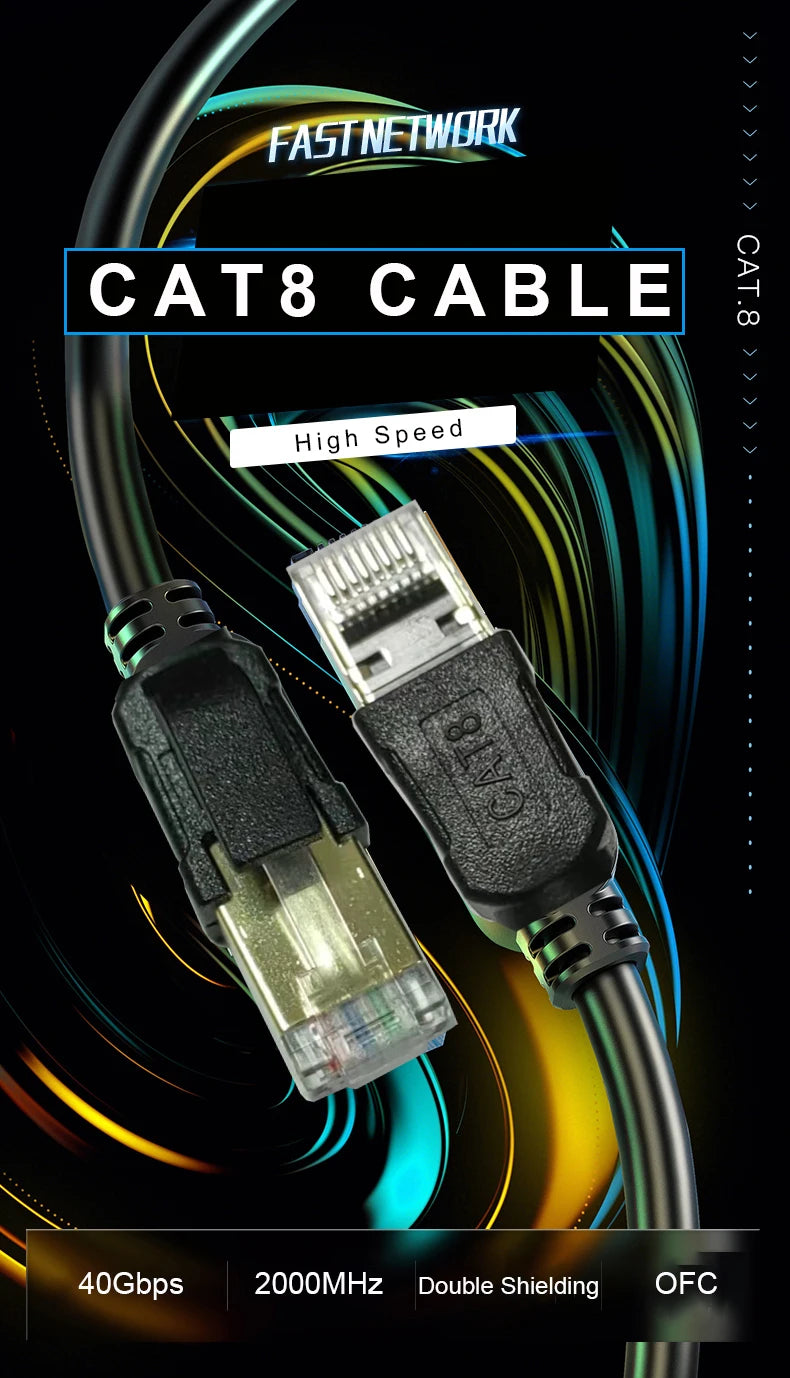 Gaming High Speed Ethernet Cable Cat8 40Gbps 2000MHz Internet Network Cable Ethernet Cat 8 20m 5m Rj45 20metres 20m LAN Cord