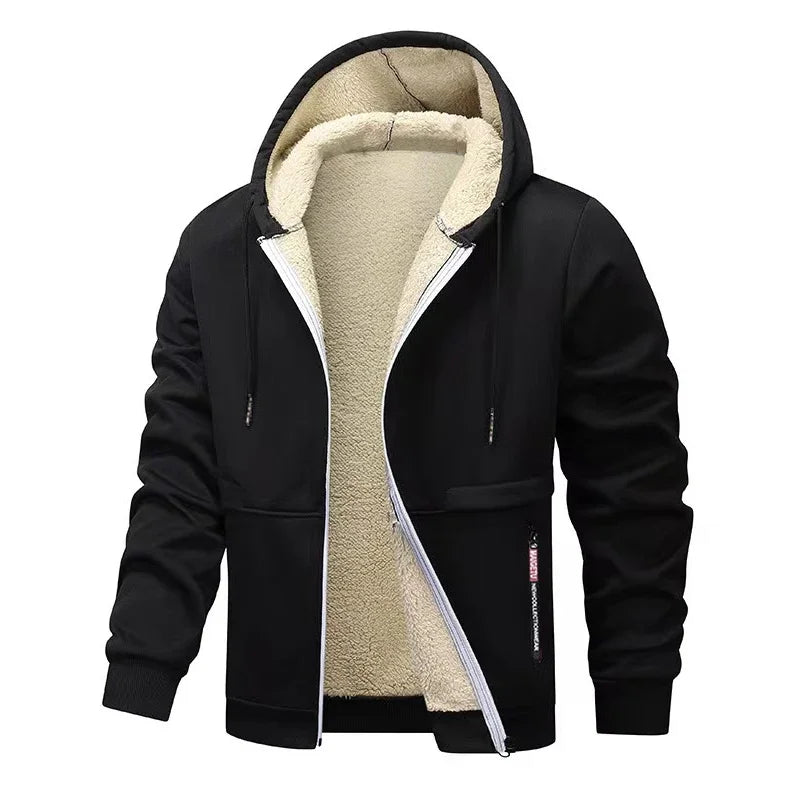 Men's Sherpa Lined Fleece Hoodie - Thick, Heavyweight Zipper Jacket