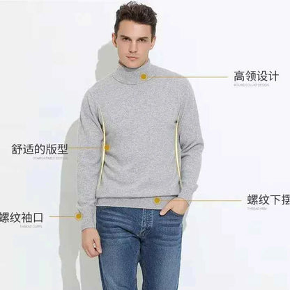 VaultHaus men's cashmere cotton turtleneck jumper in grey, featuring modern design and comfortable fit