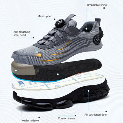 Men Sneakers Work Steel Toe Safety Protective Shoes, Puncture-Proof Anti-smash Steel Toe Boots