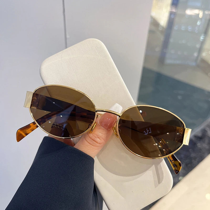 Fashion Oval Sunglasses Women Retro Trend Outdoor Metal Sun Glasses High Quality Classic Men Luxury Brand Eyewear UV400