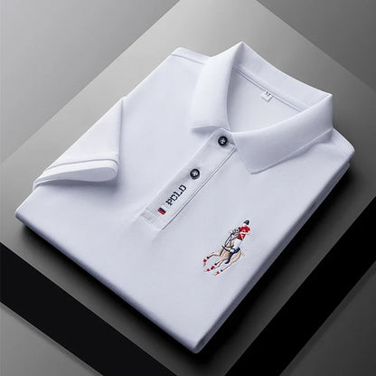 Men's Embroidered Casual Fashion Short Sleeved POLO Shirt Summer Comfortable Top - VaultHaus