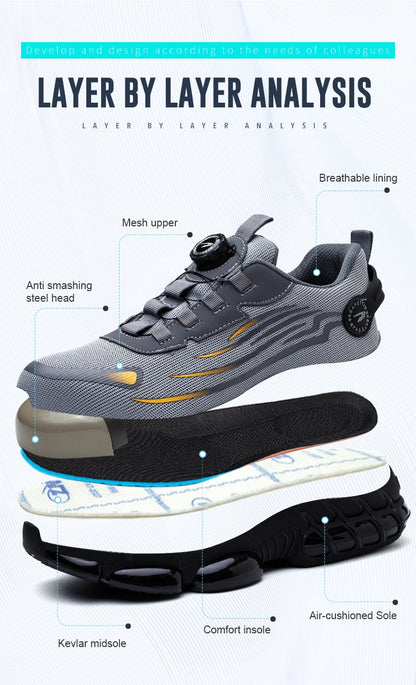 Men Sneakers Work Steel Toe Safety Protective Shoes, Puncture-Proof Anti-smash Steel Toe Boots