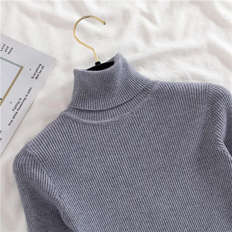 Women's Winter Fall Turtleneck Sweater Knitted Soft Pullovers Cashmere Jumpers Basic Soft Sweaters For Women 2024 Autumn Winter