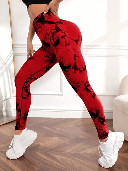 Neu Tie Dye Yoga Hosen Sport Leggings Frauen Nahtlose Hohe Taille Push-Up Frau Strumpfhosen Fitness Workout Leggins