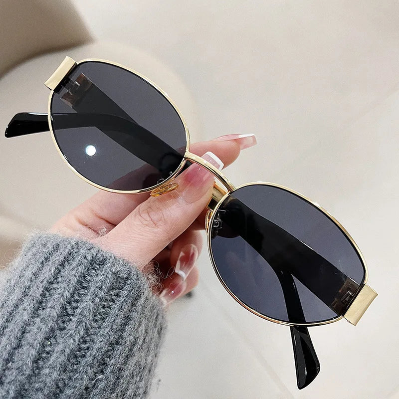 Fashion Oval Sunglasses Women Retro Trend Outdoor Metal Sun Glasses High Quality Classic Men Luxury Brand Eyewear UV400