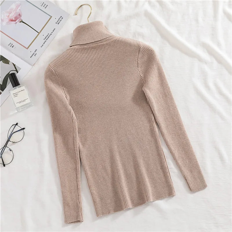 Women's Winter Fall Turtleneck Sweater Knitted Soft Pullovers Cashmere Jumpers Basic Soft Sweaters For Women 2024 Autumn Winter