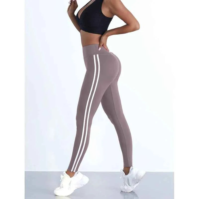Women's Striped Sport Pants for Fitness and Running