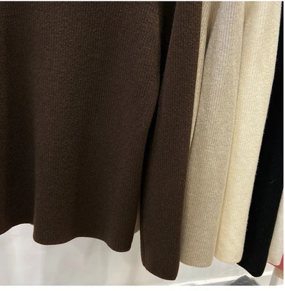 Velvet Lined Turtleneck Sweater - Warm Slim Knit Pullover