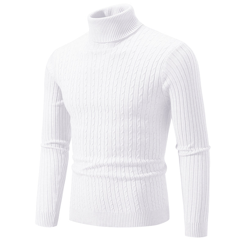 New Men's High Neck Sweater Solid Colour Pullover Knitted Warm Casual Turtleneck Sweatwear Woolen Mens Winter Outdoor Tops