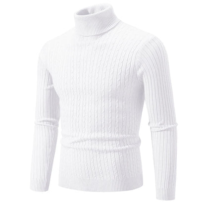 Suéter de cuello alto para hombre nuevo, jersey de color sólido, tejido cálido, informal, de cuello alto, sudadera de lana, tops de invierno para exteriores para hombre