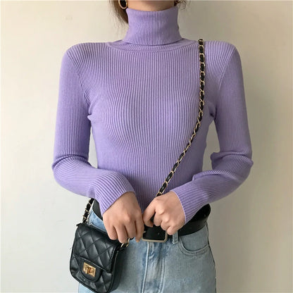 Women's Winter Fall Turtleneck Sweater Knitted Soft Pullovers Cashmere Jumpers Basic Soft Sweaters For Women 2024 Autumn Winter