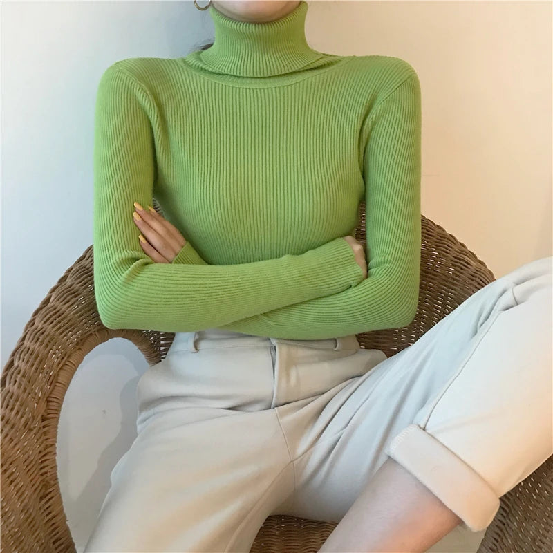 Women's Winter Fall Turtleneck Sweater Knitted Soft Pullovers Cashmere Jumpers Basic Soft Sweaters For Women 2024 Autumn Winter