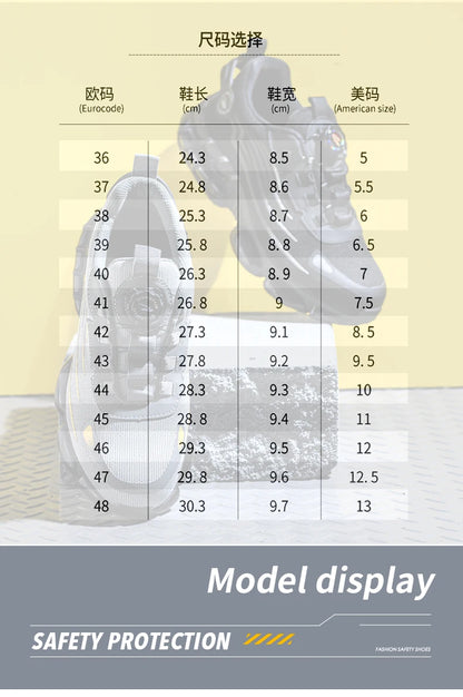 Sicherheitsschuhe mit Drehschnalle für die Arbeit für Herren, Turnschuhe, Schutzschuhe, leichte, durchstichsichere, bruchfeste Herrenstiefel mit Stahlkappe