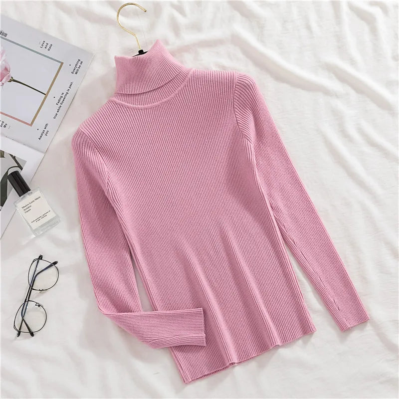 Women's Winter Fall Turtleneck Sweater Knitted Soft Pullovers Cashmere Jumpers Basic Soft Sweaters For Women 2024 Autumn Winter