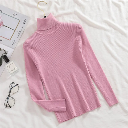 Women's Winter Fall Turtleneck Sweater Knitted Soft Pullovers Cashmere Jumpers Basic Soft Sweaters For Women 2024 Autumn Winter