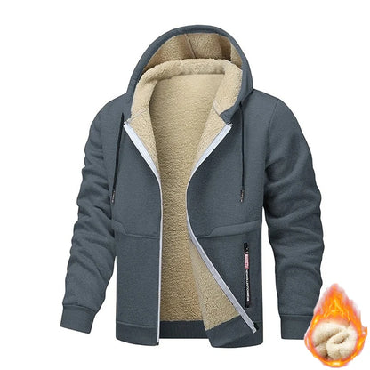 Men's Sherpa Lined Fleece Hoodie - Thick, Heavyweight Zipper Jacket