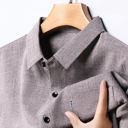 New Men's Business Casual Long Sleeved Printed Shirt with Wrinkle Resistance No Ironing Comfortable All Season Versatile Top - VaultHaus