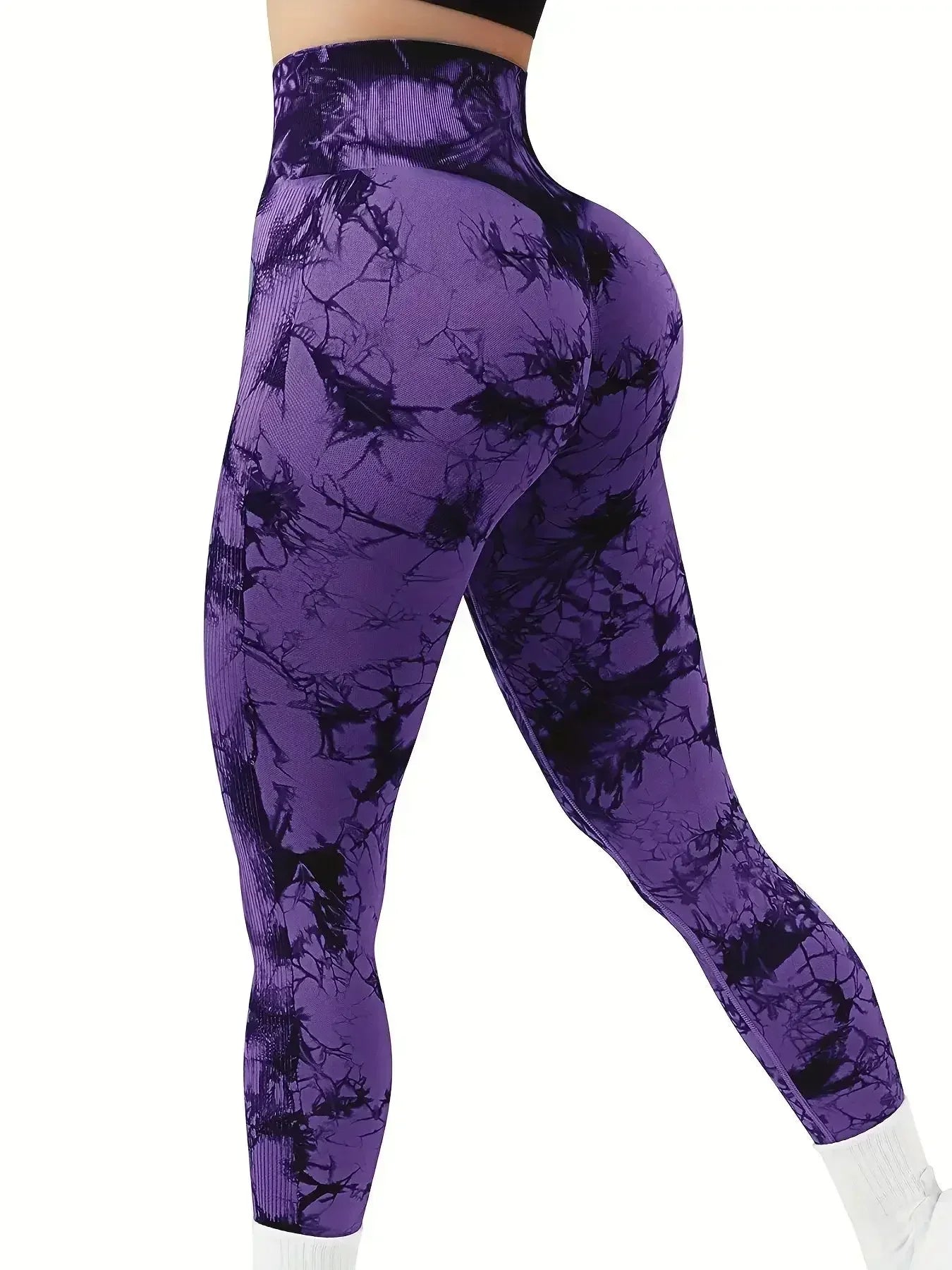 Leggings de yoga con efecto tie dye sin costuras para mujer, leggings de cintura alta para fitness, leggings sexys de moda para hacer ejercicio, correr, levantar glúteos y andar en bicicleta