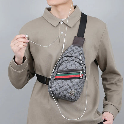 Stylish Men's Multifunctional Crossbody Messenger Bag with Earphone Hole - Perfect for Casual Use!