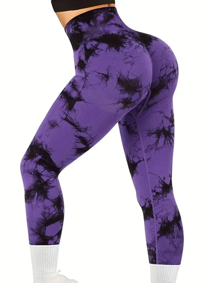 Women's Seamless Tie Dye Yoga Leggings High Waist Fitness Sexy Fashion Leggings Exercise Running Lifting Buttocks Cycling Leggings