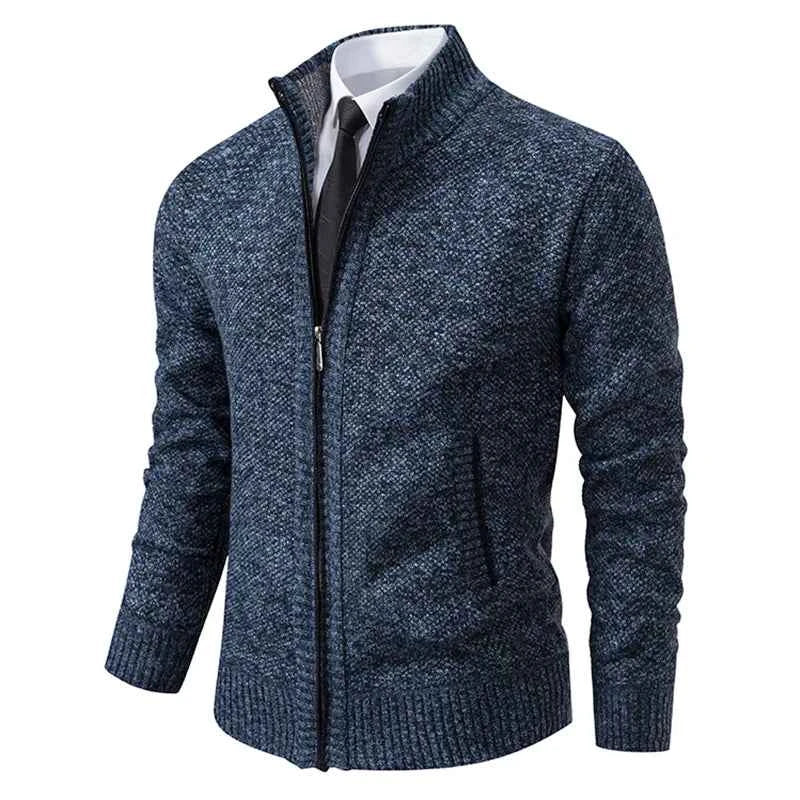 Solid Color Men's Fleece Sweater - Stylish Comfort