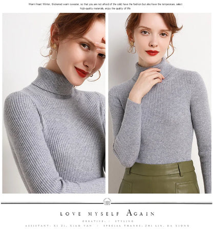 Women's Winter Fall Turtleneck Sweater Knitted Soft Pullovers Cashmere Jumpers Basic Soft Sweaters For Women 2024 Autumn Winter